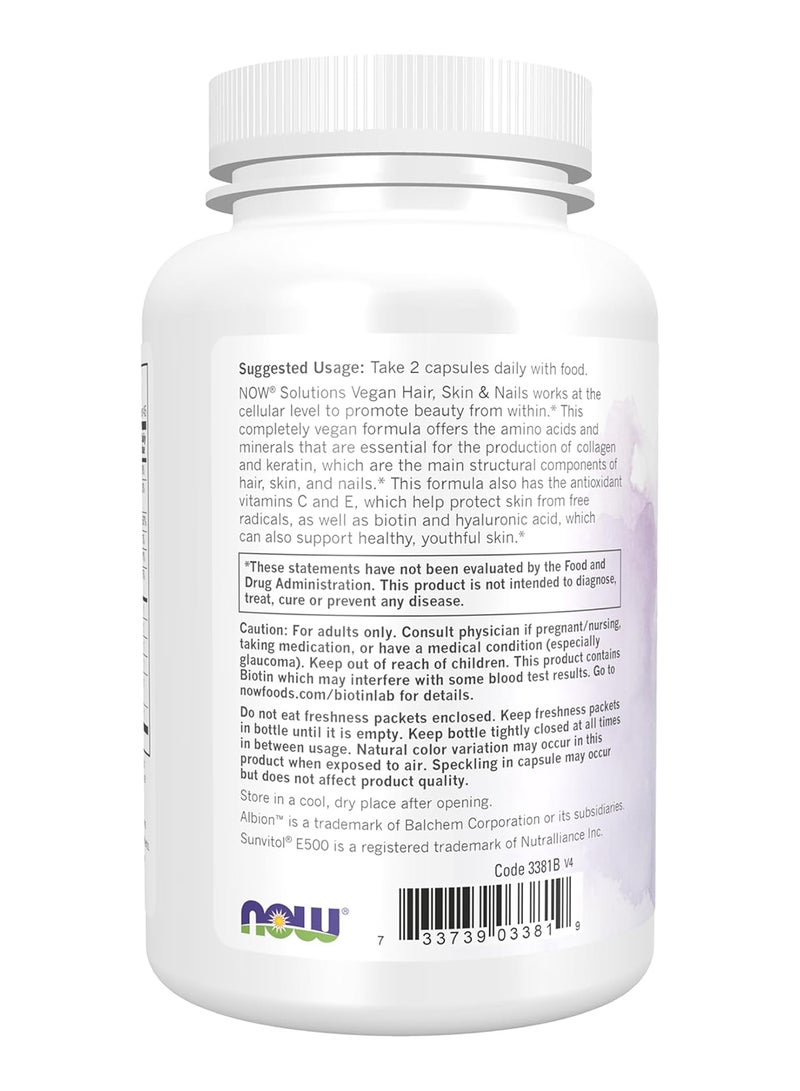 now Vegan Hair Skin And Nails Nutritional Support With 5 000 Mcg Biotin 90 Veg Capsules - Image 2
