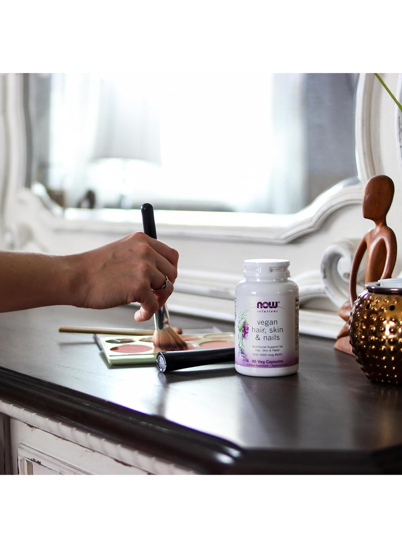 now Vegan Hair Skin And Nails Nutritional Support With 5 000 Mcg Biotin 90 Veg Capsules - Image 5