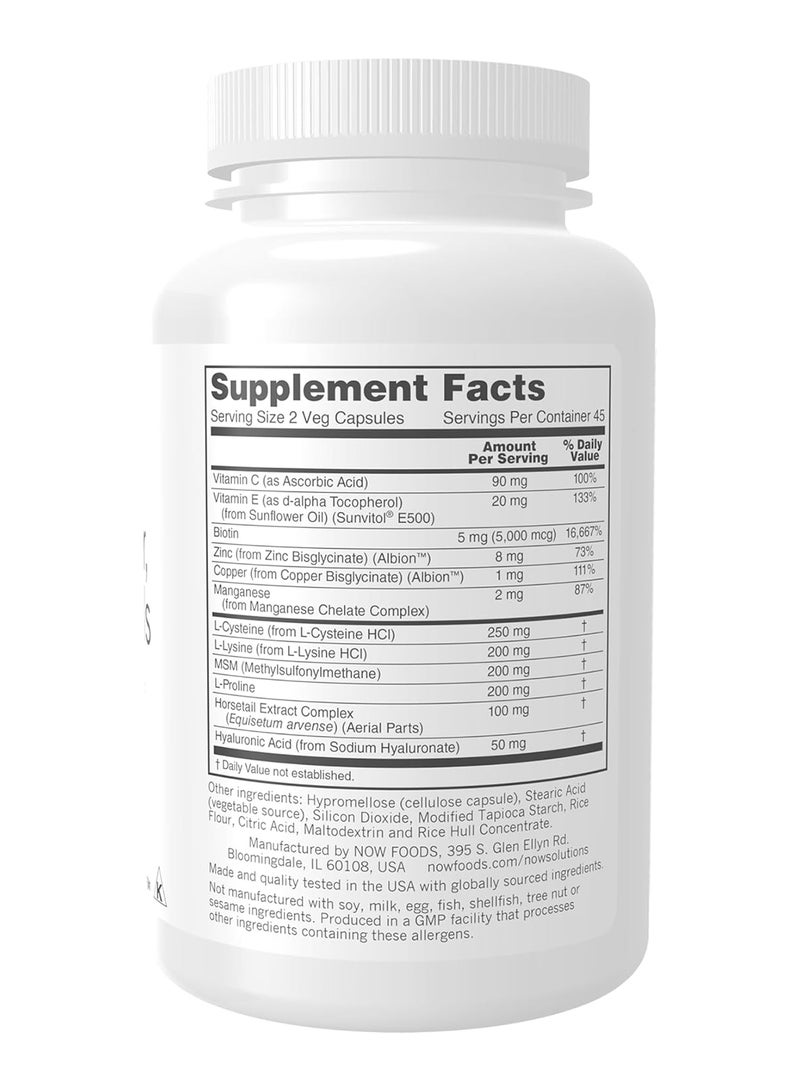 now Vegan Hair Skin And Nails Nutritional Support With 5 000 Mcg Biotin 90 Veg Capsules - Image 3