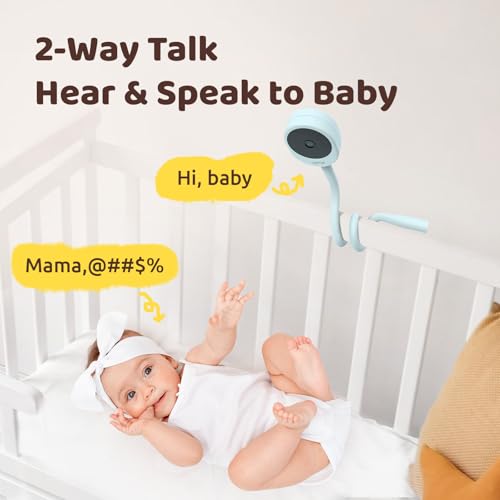 NETVUE Peekababy Baby Camera with Wireless Audio, Adjustable Crib Mount Monitor, Works via 2.4GHz Wi-Fi for Wide Coverage & Stable Connection, Smart App, Two-Way Talk (Blue) - Image 5