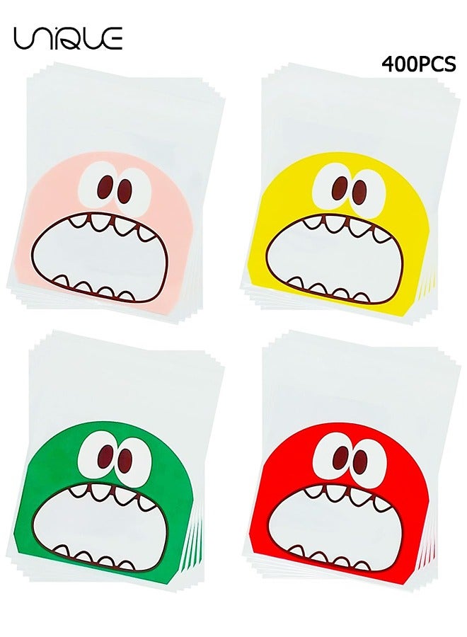 Unique 400 PCS Resealable Cute Cookie Bags - 10*10 cm Self Adhesive Treat Bags - Flat Cellophane Goody Bags for Kids Party - Favor Candies and Desserts - Image 1