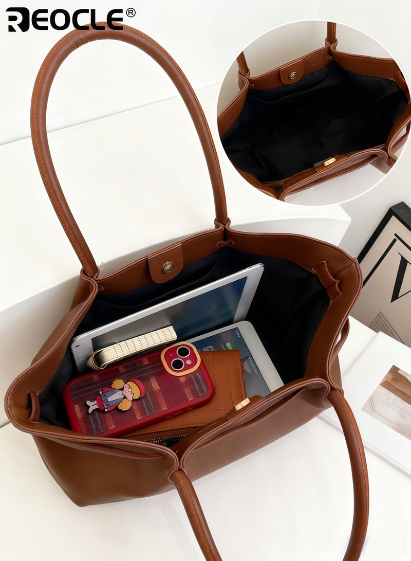 ريوكل حقيبة نسائية عتيقة بتصميم هوبو بحجم متوسط مع جلد صناعي وتصميم مائل للاستخدام في العمل والسفر - Image 3