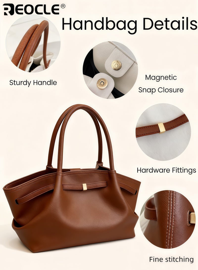 ريوكل حقيبة نسائية عتيقة بتصميم هوبو بحجم متوسط مع جلد صناعي وتصميم مائل للاستخدام في العمل والسفر - Image 5