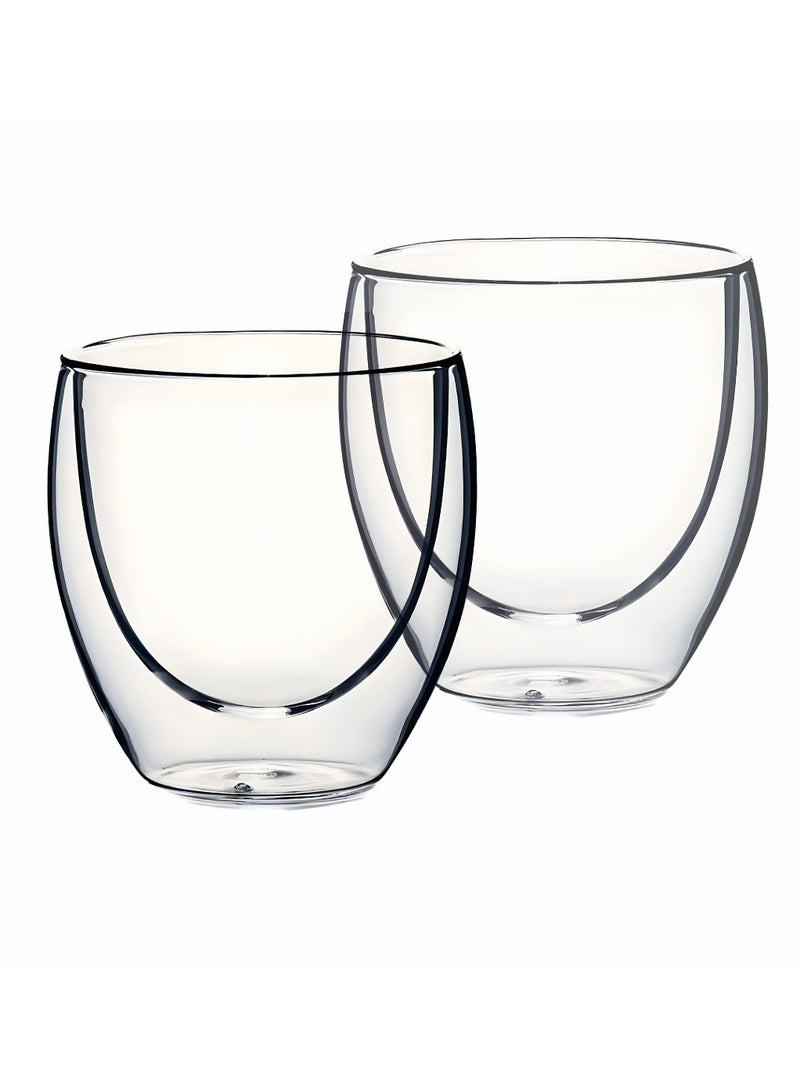 2-Pack Double Wall Glass Coffee Tea Mug  Insulated Layer  Made of Clear Borosilicate Glass Perfect for Cappuccino Tea Latte Espresso Hot Beverage,Microwave Safe (300ml 2pcs)  - Image 1