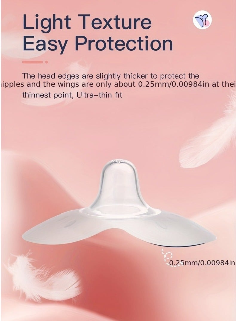 Sisily 2pcs Soft Butterfly Shaped Silicone Breastfeeding Nipple Shields Nipple Shields for Nursing Newborn -Easy Latch, Hand-Free Pumping, Comfortable Nipple Protectors for Sore Nipples,Durable, and Portable - Image 3
