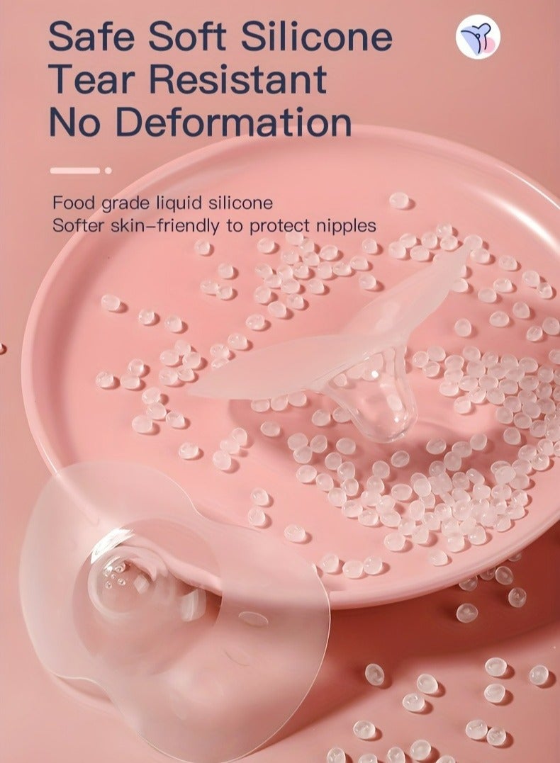 Sisily 2pcs Soft Butterfly Shaped Silicone Breastfeeding Nipple Shields Nipple Shields for Nursing Newborn -Easy Latch, Hand-Free Pumping, Comfortable Nipple Protectors for Sore Nipples,Durable, and Portable - Image 4