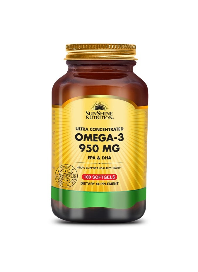 SUNSHINE NUTRITION Sunshine Nutrition Ultra Conc Omega-3 950 MG EPA & DHA 100 Softgels 