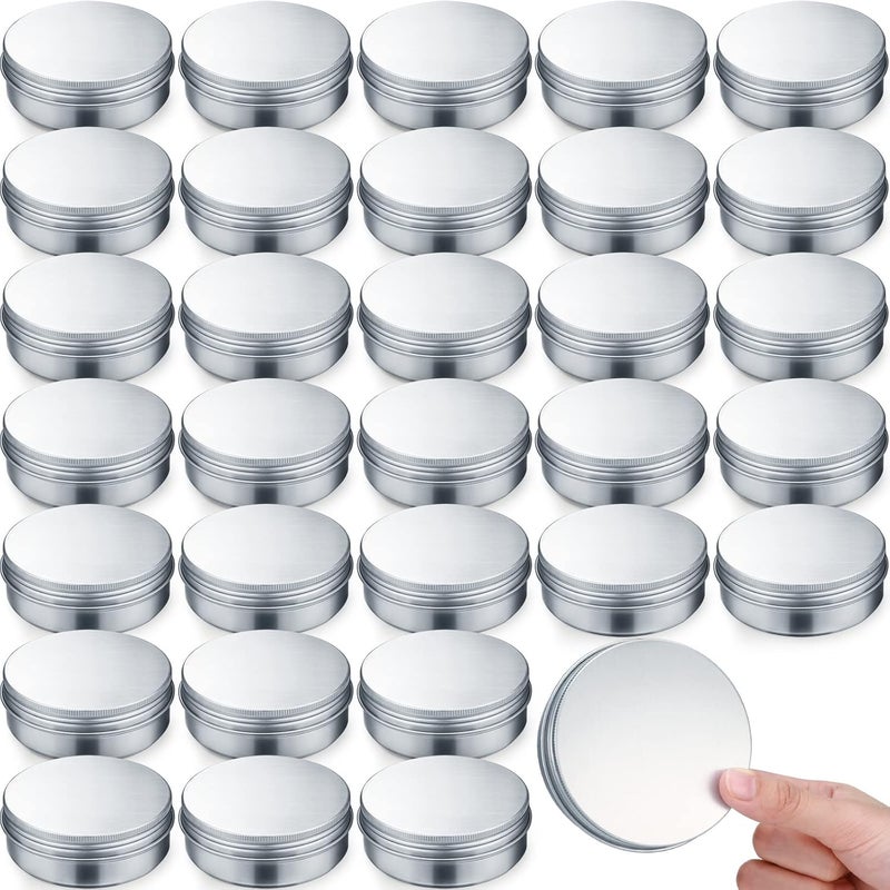 Honeydak 100 Pack Metal Tins 4 oz Aluminum Containers Screw Top Round Tin Cans with Lids for Cosmetic Lip Balm DIY Salves Candles Wax (Silver)