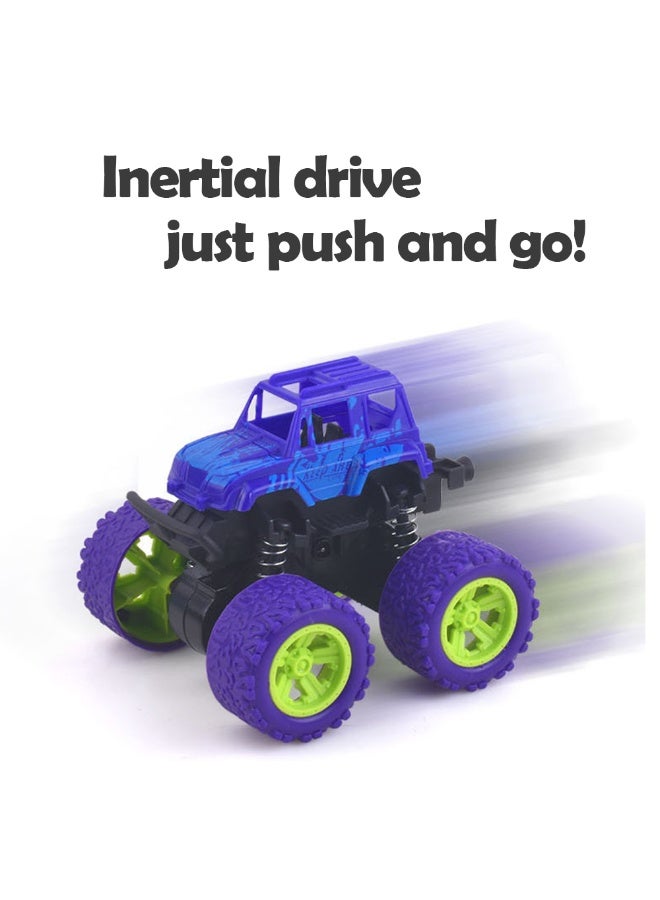 Monster Trucks Toys - Friction Powered Mini Push and Go Car Truck Inertia Vehicle, 360° Rotating Stunt, Battery-Free, Eco-Friendly,  for Kids Best   Birthday Gift for Boys Girls Aged, Green  - Image 4