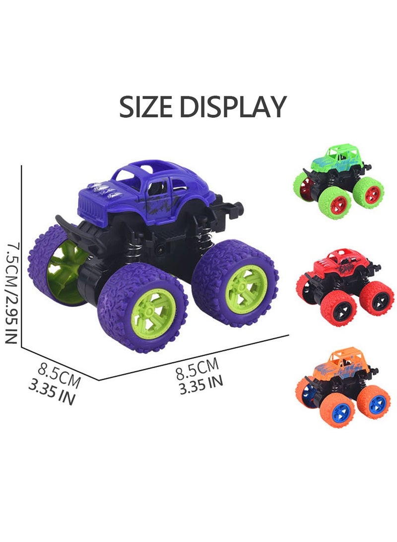Monster Trucks Toys - Friction Powered Mini Push and Go Car Truck Inertia Vehicle, 360° Rotating Stunt, Battery-Free, Eco-Friendly,  for Kids Best   Birthday Gift for Boys Girls Aged, Green  - Image 3