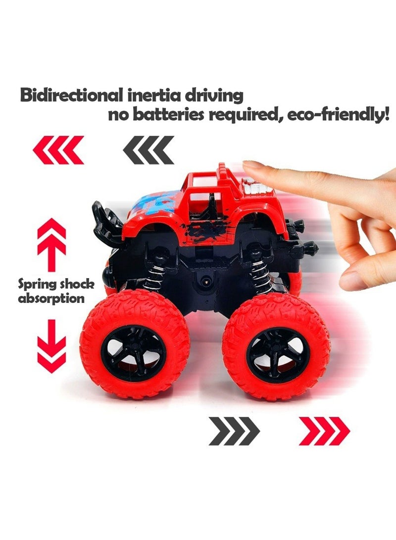 Monster Trucks Toys - Friction Powered Mini Push and Go Car Truck Inertia Vehicle, 360° Rotating Stunt, Battery-Free, Eco-Friendly,  for Kids Best   Birthday Gift for Boys Girls Aged, Green  - Image 5