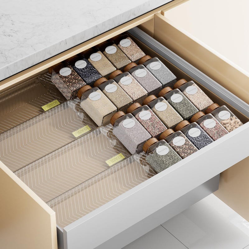PanPanPal Spice Drawer Organizer 8 Pack Clear Seasoning Organizer Rack Expandable From 11 to 22 Wide Kitchen Spice Rack Organizers for Drawer Countertop Jars Not Included - Image 2