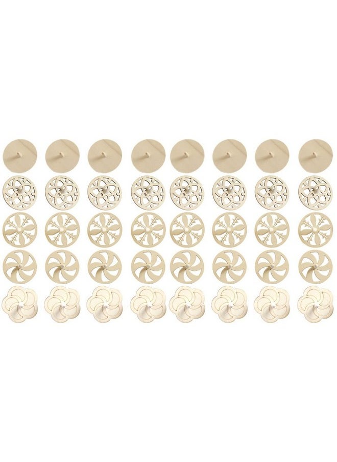 Toyvian Toyvian 40 Piece Wooden Spinning Tops - Unfinished Wood DIY Kids Toys  - Image 1
