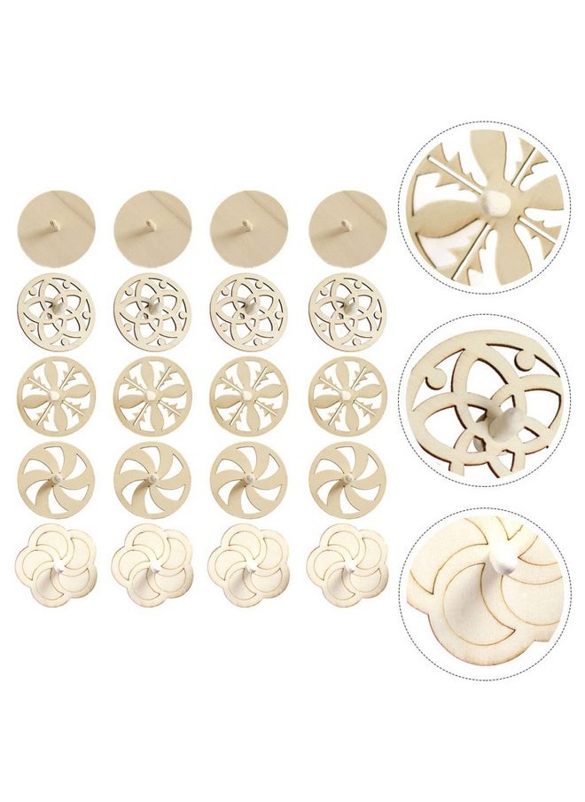 Toyvian Toyvian 40 Piece Wooden Spinning Tops - Unfinished Wood DIY Kids Toys  - Image 3