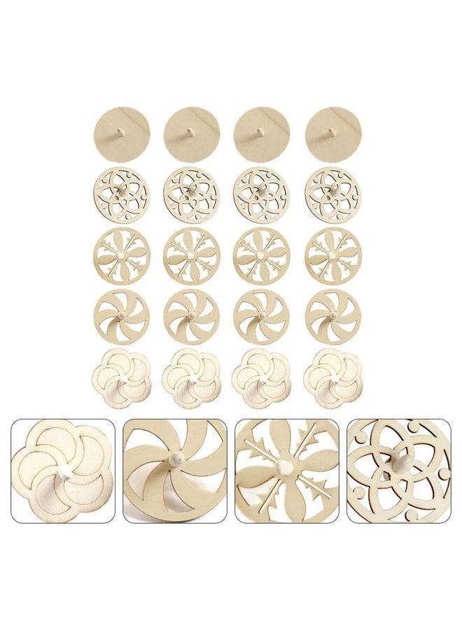 Toyvian Toyvian 40 Piece Wooden Spinning Tops - Unfinished Wood DIY Kids Toys  - Image 2