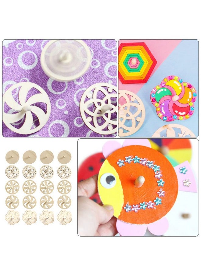 Toyvian Toyvian 40 Piece Wooden Spinning Tops - Unfinished Wood DIY Kids Toys  - Image 5