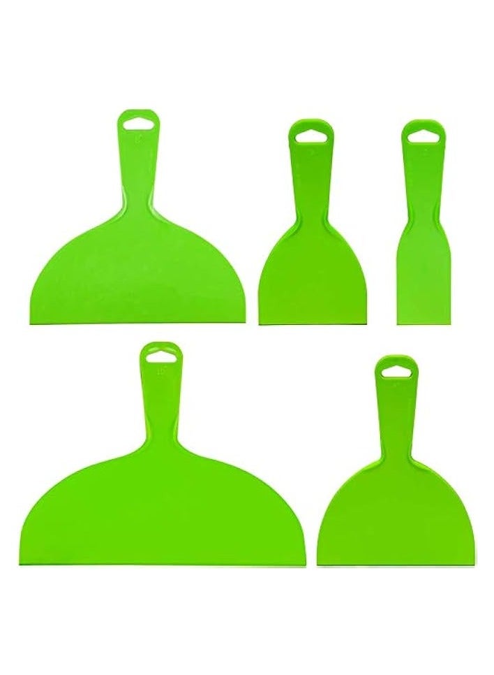PROMASS Reusable Plastic Putty Knife Set Green Flexible Scraper Tool Flexible Paint Scrapers Tool for Decals, Wallpaper, Baking, Wall and Car Putty, Spackling, Patching and Painting - Image 1