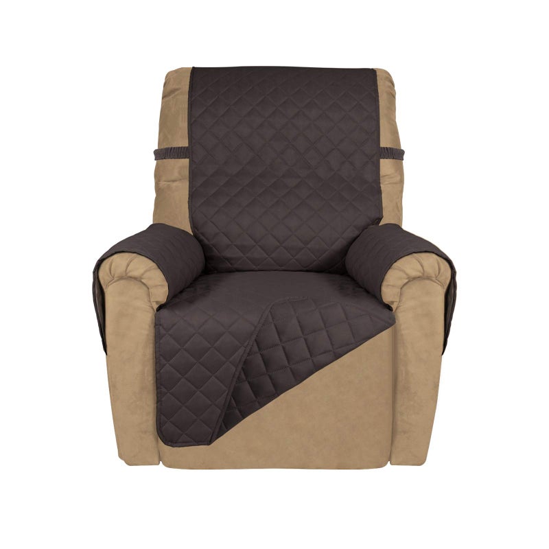 PureFit Reversible Quilted Sofa Cover Water Resistant Slipcover Furniture Protector Washable Couch Cover with Non Slip and Elastic Straps for Kids Dogs Pets Small Recliner ChocolateChocolate