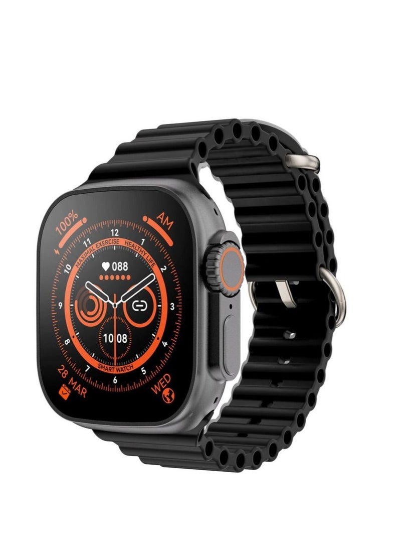Generic X8+ Plus Ultra Series 8 Smart watch 2.08 Inch IPS display NFC Bluetooth V5 Call Waterproof IP67 Wireless Charger - Black  - Image 4