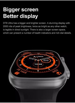 ماركة غير محددة ساعة ذكية X8+ بلس الترا الجيل ال8 2.08 بوصة شاشة IPS NFC Bluetooth V5 شاحن لاسلكي IP67 مقاوم للماء - أسود  - Image 5