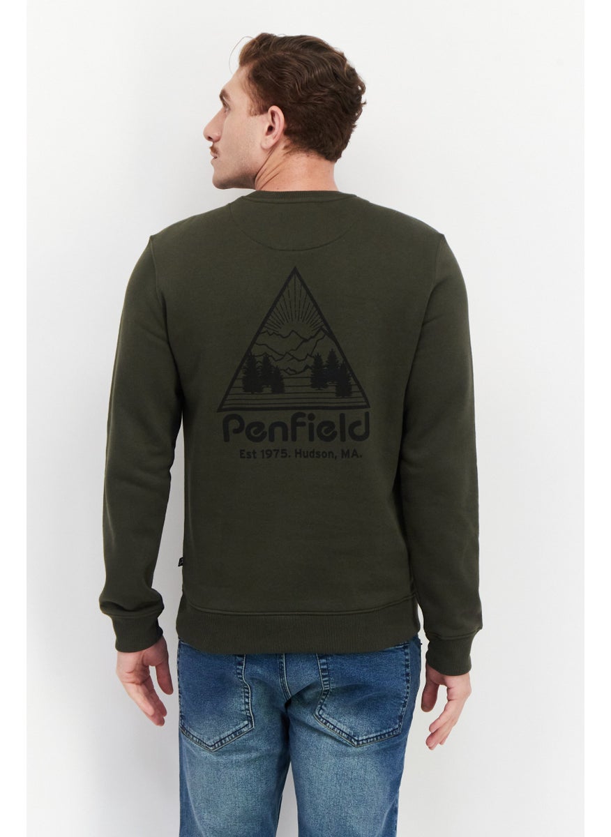 Penfield Men Crew Neck Long Sleeves Brand Logo Sweatshirt, Olive  - Image 3