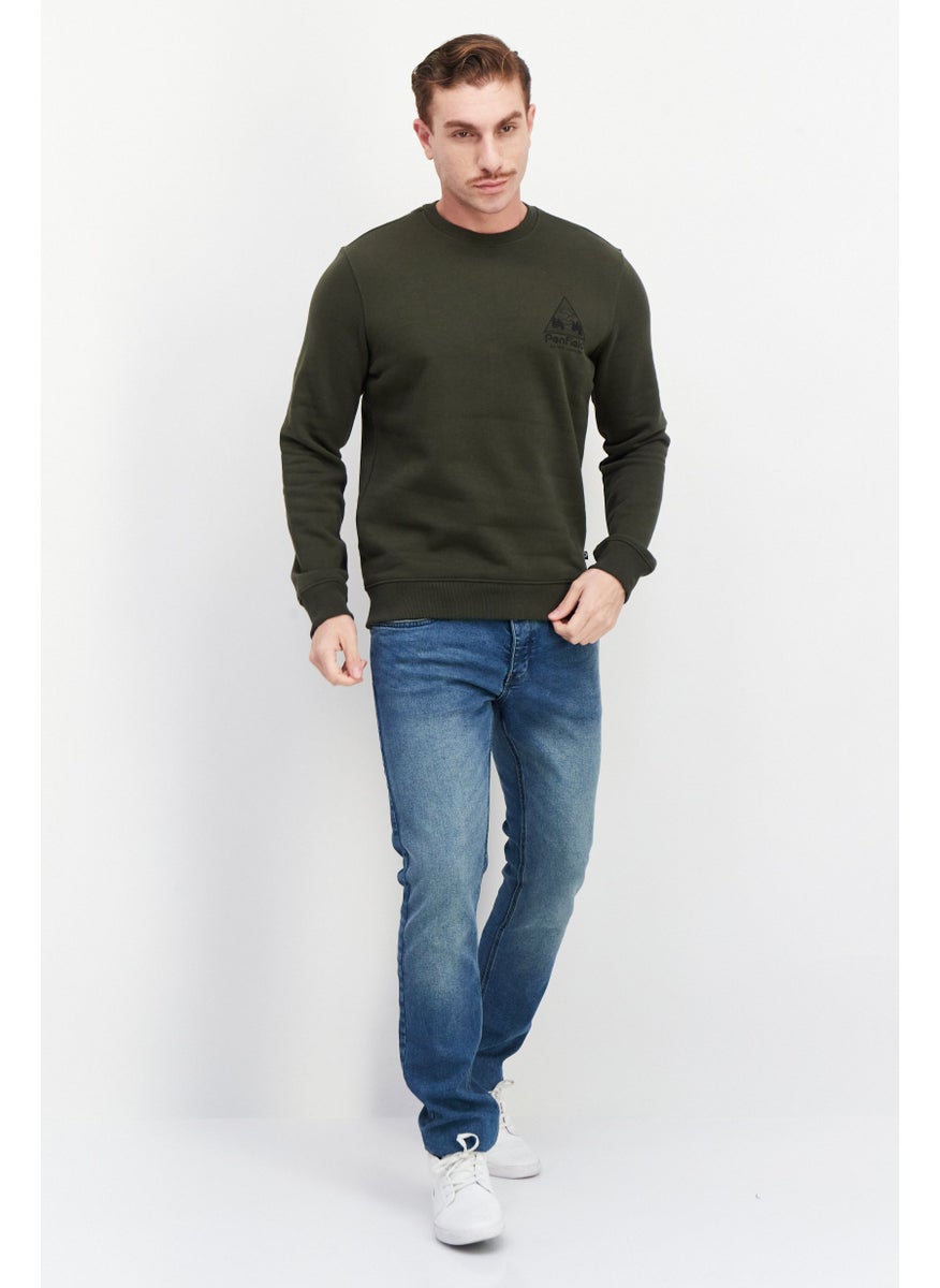 Penfield Men Crew Neck Long Sleeves Brand Logo Sweatshirt, Olive  - Image 2