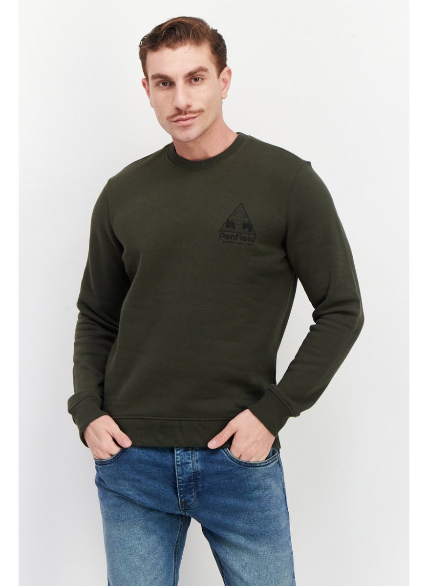 Penfield Men Crew Neck Long Sleeves Brand Logo Sweatshirt, Olive  - Image 1