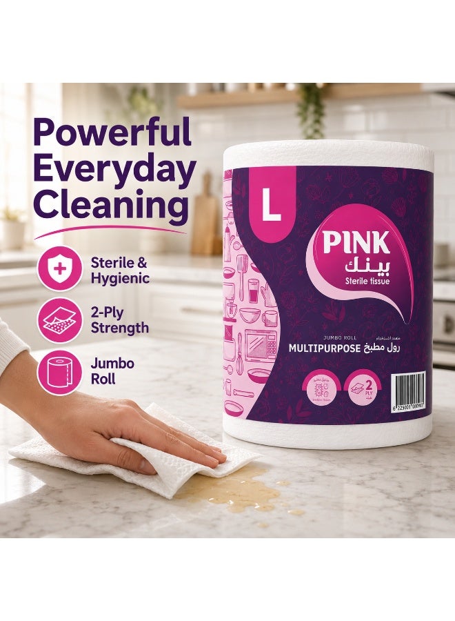 PINK Kitchen Multipurpose Jumbo Roll– 2 Ply, 1 Roll , L  Size - Image 3