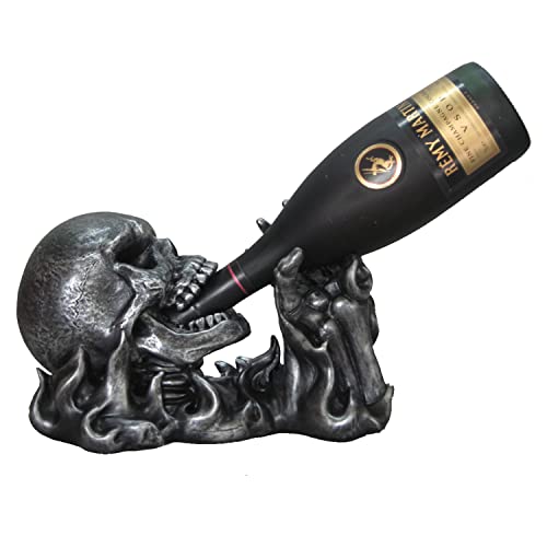 DWK Gargle of Wine Skeleton Skull in Flames Decorative Wine Bottle Holder Kitchen - Image 1