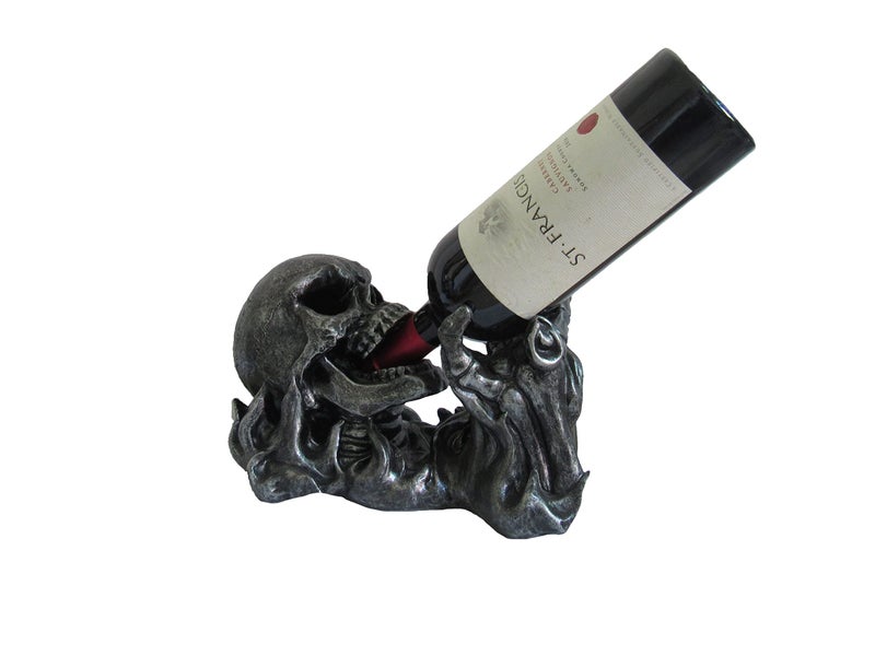 DWK Gargle of Wine Skeleton Skull in Flames Decorative Wine Bottle Holder Kitchen - Image 4