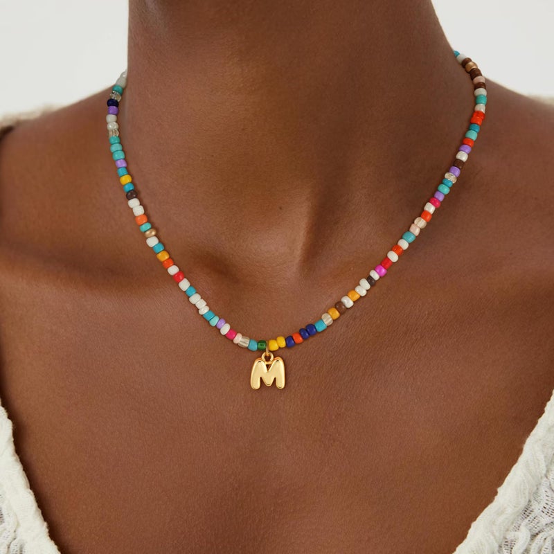 Treasure Bender Easter Basket Stuffers Colorful Initial Necklace for Girls Kids, Dainty 18K Gold Plated Bubble Initial Letter Necklace Teen Girls Gifts Trendy Stuff Easter Gifts for Kids Girl - Image 4