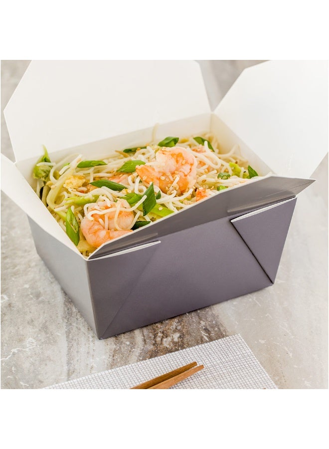 Restaurantware صناديق تناول الطعام بيو تيك سعة 30 أونصة، 200 صندوق غداء جاهز - إغلاق قفل تاب، مقاومة للحرارة، صناديق غداء ورقية رمادية قابلة للتخلص، مقاومة للدهون، للأطعمة الساخنة والباردة - Image 3