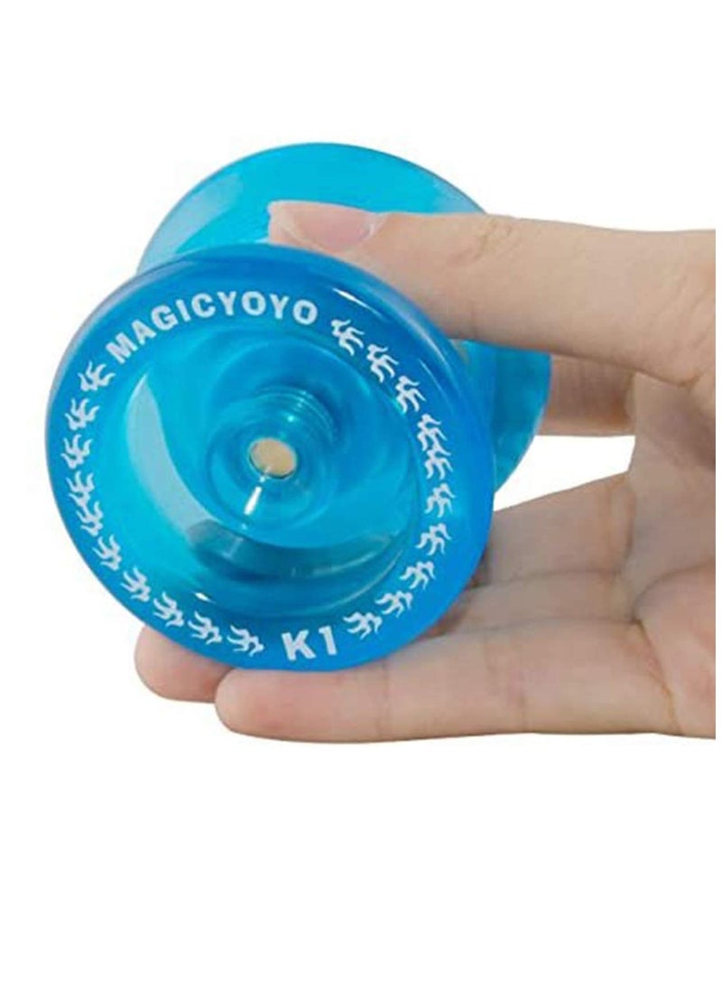 K1 Yoyo Responsive Ball Bearing Yoyo for Beginner Kids,Practise Rapid Response Capability, Plastic ABS Yoyo with Yoyo Glove+Yoyo Bag+5 Replacement Yoyo Strings (Crystal Blue)  - Image 3