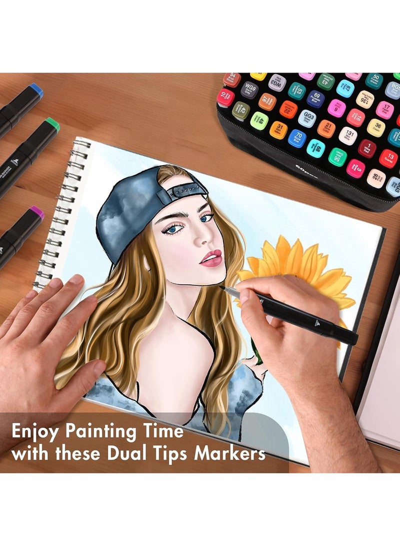 TOUCHFIVE 48 Colors Dual Tip Art Markers Set Alcohol-Based Colored Markers & Drawing Pens for Kids & Adults, with Pen Holder & Case, Perfect for Sketching, Coloring, Painting, Anime & Art Projects - Image 5