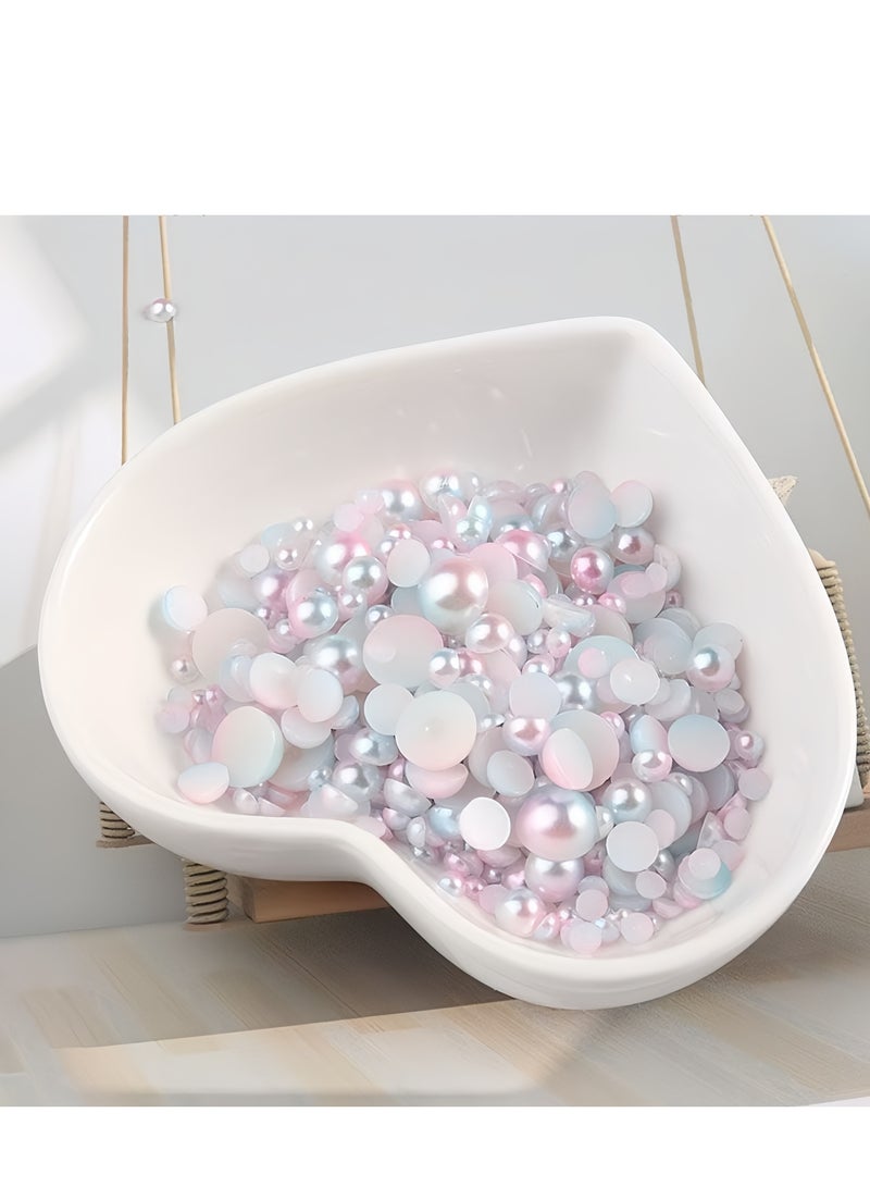 3 Sheets Mermaid Color Pearl Face Stickers (495PCS), 3D Iridescent Self-Adhesive Face & Hair Gems, 3/4/5/6mm Half-Round Pearls for Festival Makeup & DIY Decoration - Image 2