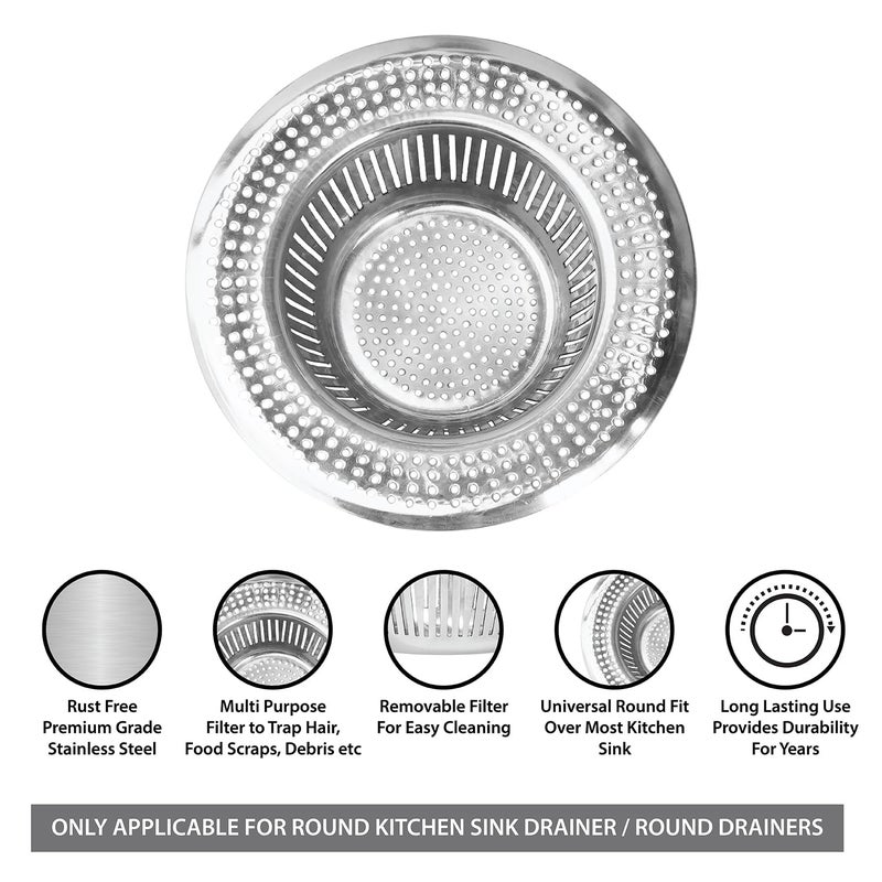 POLOSTAR Polo Star Turbo-X Sink Strainer High Flow One-Piece Slice Cut Design Ultra Fast Drainage No Clogging Kitchen Sink Drain Stopper Basin Basket Filter-SS Sink Jali (4.33 Inch-11 cm) Easy Clean-Pack of 2 - Image 4