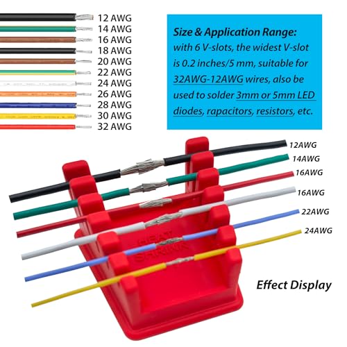 ZYRELYNX Upgraded Silicone Soldering Stand, Helping Hands Soldering Station, Soldering Wire Holder with 6 Slots - Third Hand Soldering Iron Stand for 32AWG to 12AWG Wires(Only Stand), Red, 1 Pcs - Image 4