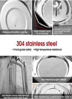 AMERTEER Stainless Steel Oil Storage Can - Strainer Lid and Easy Grip Handle for Frying Oil and Cooking Grease  - Image 4