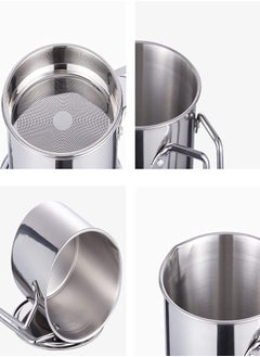 AMERTEER Stainless Steel Oil Storage Can - Strainer Lid and Easy Grip Handle for Frying Oil and Cooking Grease  - Image 3