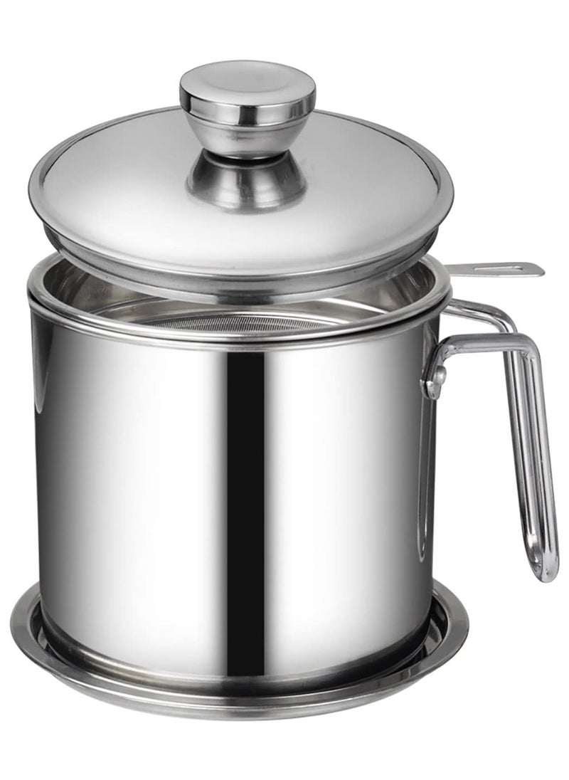 AMERTEER - Stainless Steel Oil Storage Can - Strainer Lid and Easy Grip Handle for Frying Oil and Cooking Grease - Image 1