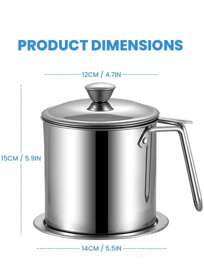 AMERTEER Stainless Steel Oil Storage Can - Strainer Lid and Easy Grip Handle for Frying Oil and Cooking Grease - Image 2