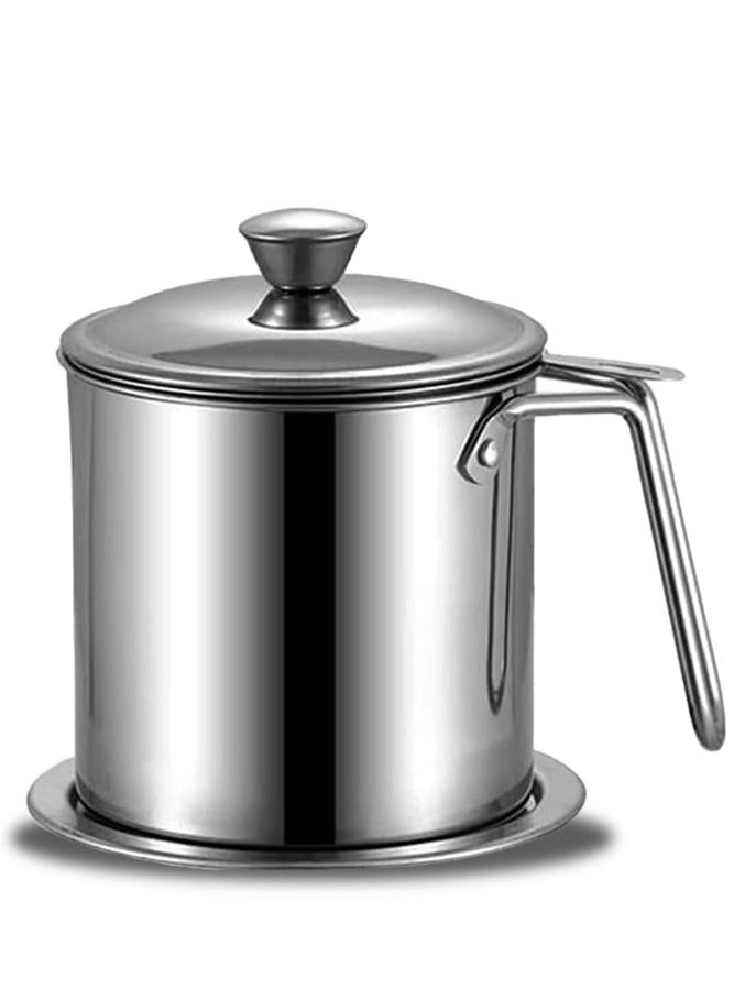 AMERTEER Stainless Steel Oil Storage Can - Strainer Lid and Easy Grip Handle for Frying Oil and Cooking Grease - Image 1