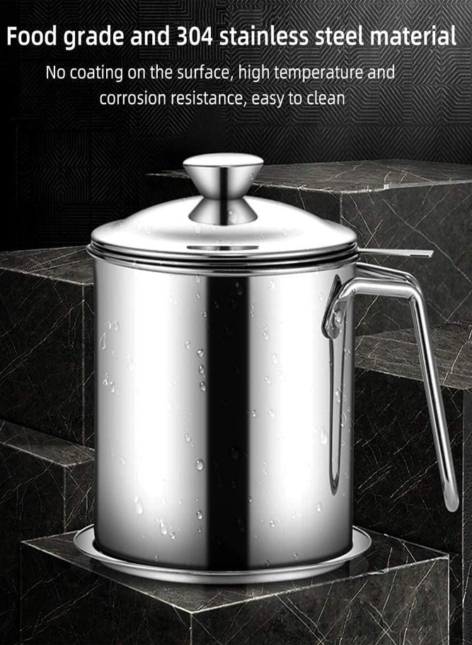 AMERTEER Stainless Steel Oil Storage Can - Strainer Lid and Easy Grip Handle for Frying Oil and Cooking Grease - Image 5