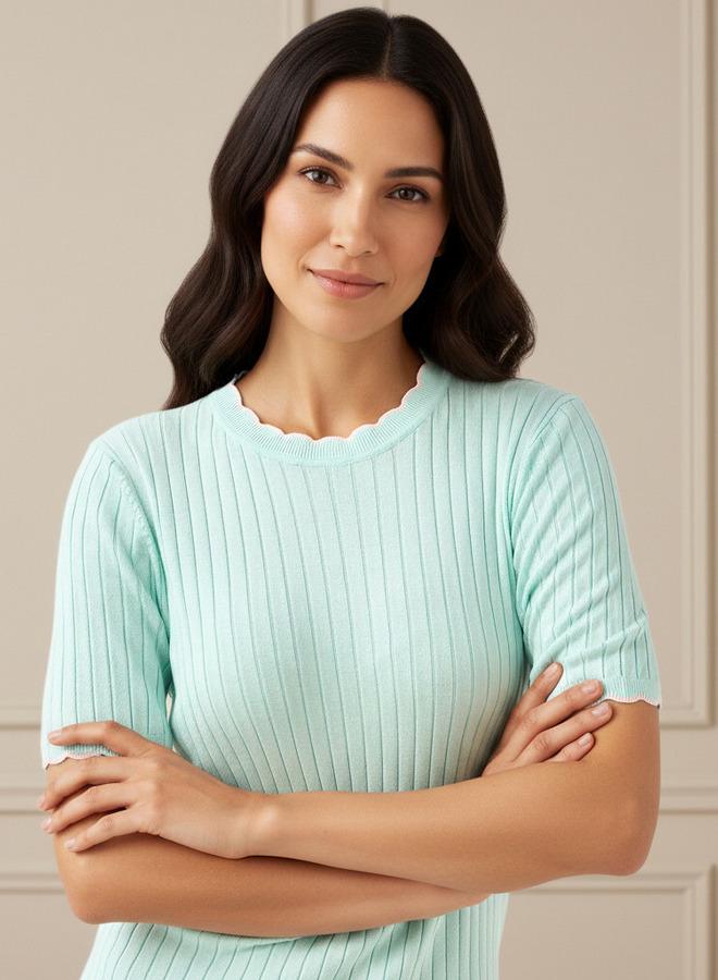 Splash FAV Ribbed Scallop Neck Sweater - Image 4