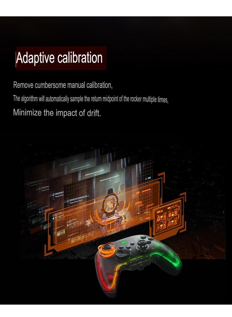 BIGBIG WON Wireless Switch Controller, Portable Bluetooth PC Game Controller, Durable Gamepad With Six Axis Gyro, Lightweight Rechargeable Gaming Controller, (Black, Set 2) - Image 3