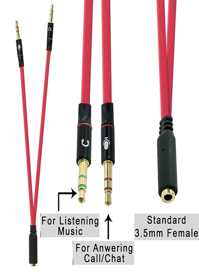 SaiTech IT Headphone Splitter Cable for Computer,3.5mm Female to 2 Dual Male Headphone Microphone Y Splitter Cable Mic Audio Stereo Jack Earphones Port Cord Gaming Headset to PC Laptop Adapter Red - Image 2