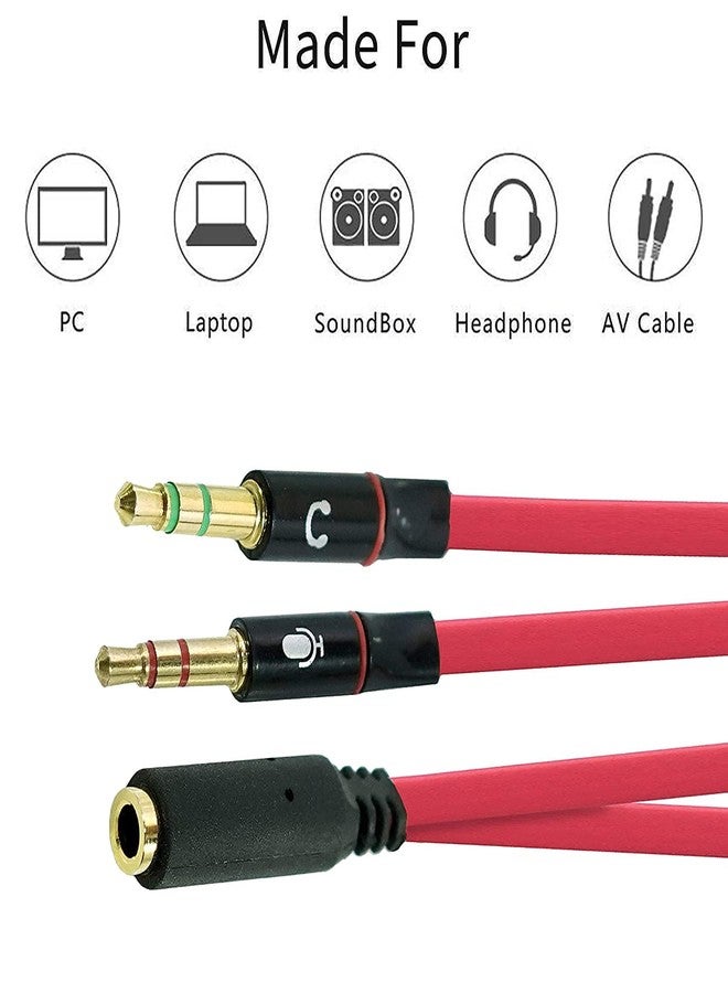 SaiTech IT Headphone Splitter Cable for Computer,3.5mm Female to 2 Dual Male Headphone Microphone Y Splitter Cable Mic Audio Stereo Jack Earphones Port Cord Gaming Headset to PC Laptop Adapter Red - Image 5