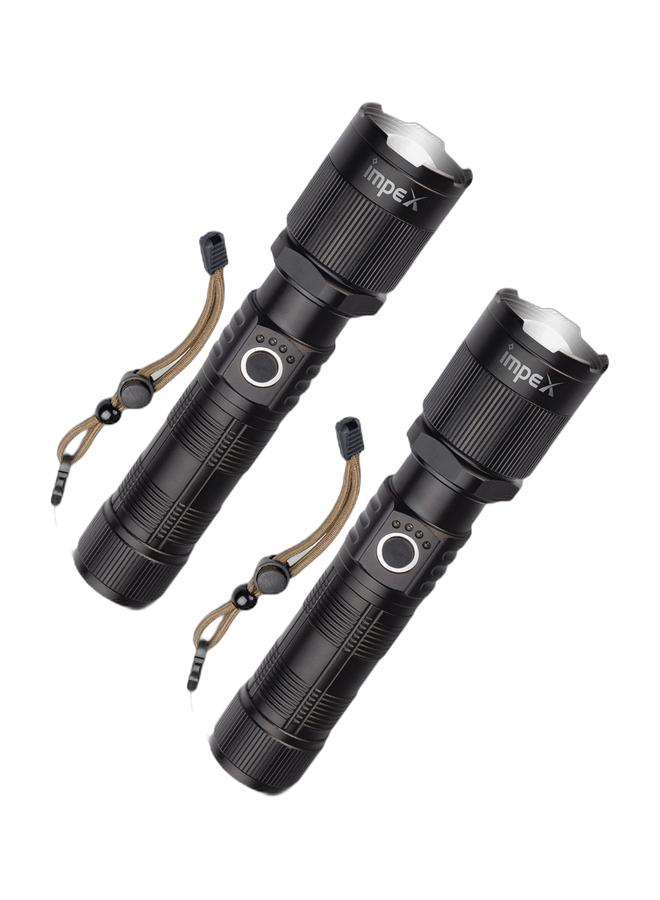 إمبكس 2 pcs كشاف Impex قابل لإعادة الشحن بزوم، ليزر LED بقوة 15 واط، 800 لومن، بطارية 2000mAh، مدى 1000 متر، رأس قابل لتعديل التركيز، شحن Type-C، ضمان سنتين – Hunter Z1 Plus - Image 1