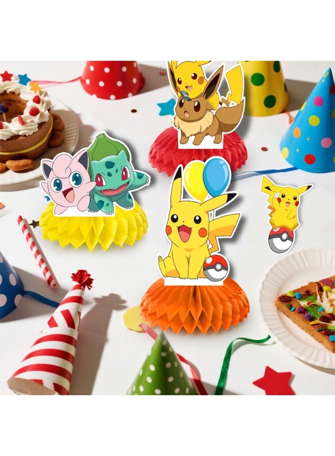 FRUITFUL PARTY Pokemon Centerpieces for Tables, 9pc 3D Double Side Pikachu Honeycomb Centerpieces for Pokemon Themed Party Supplies Decorations, Pikachu Table Decoration Supplies - Image 5