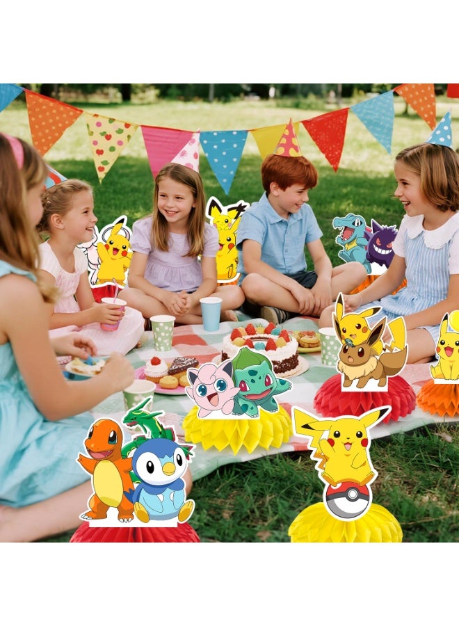 FRUITFUL PARTY Pokemon Centerpieces for Tables, 9pc 3D Double Side Pikachu Honeycomb Centerpieces for Pokemon Themed Party Supplies Decorations, Pikachu Table Decoration Supplies - Image 4
